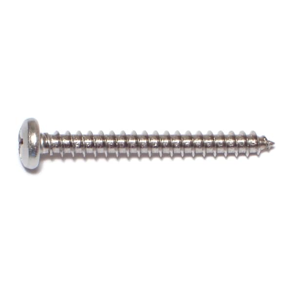 Midwest Fastener Sheet Metal Screw, #12 x 2 in, 18-8 Stainless Steel Pan Head Phillips Drive, 10 PK 68191 - main